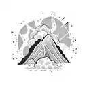 volcano and clouds tattoo design idea