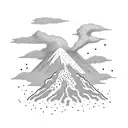 volcano and clouds tattoo design idea