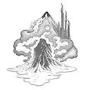 volcano and clouds tattoo design idea