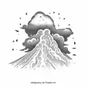 volcano and clouds tattoo design idea