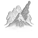 volcano and clouds tattoo design idea