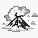 volcano with clouds tattoo design idea