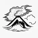 volcano with clouds tattoo design idea