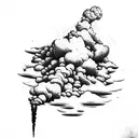 volcano explosion with clouds tattoo design idea