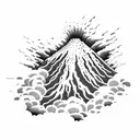 volcano explosion with clouds tattoo design idea