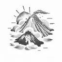 volcano with clouds  tattoo design idea