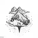 volcano with clouds  tattoo design idea