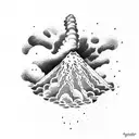 volcano with clouds  tattoo design idea