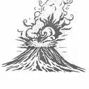 volcano explosion with clouds tattoo design idea