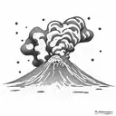 volcano explosion with clouds tattoo design idea