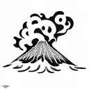 volcano with waves tattoo design idea