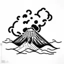 volcano with waves tattoo design idea