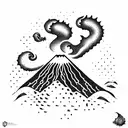 volcano with waves tattoo design idea