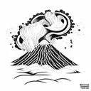 volcano with waves tattoo design idea