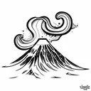 volcano with waves tattoo design idea