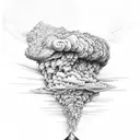 volcano explosion with clouds tattoo design idea