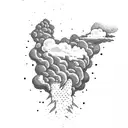 volcano explosion with clouds tattoo design idea