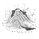 volcano with clouds tattoo design idea
