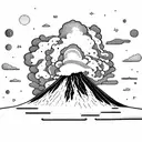 volcano explosion with clouds tattoo design idea