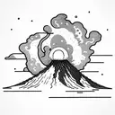 volcano explosion with clouds tattoo design idea