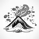 volcano with waves tattoo design idea