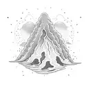 volcano with waves tattoo design idea