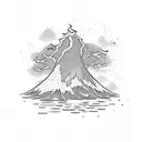 volcano with waves tattoo design idea