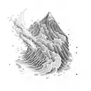 volcano with waves tattoo design idea