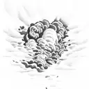 volcano explosion with clouds tattoo design idea