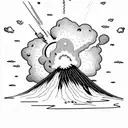 volcano explosion with clouds tattoo design idea