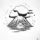 volcano with clouds  tattoo design idea