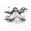 volcano with clouds  tattoo design idea
