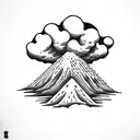 volcano with clouds  tattoo design idea