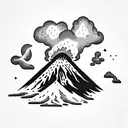 volcano with clouds tattoo design idea