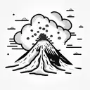 volcano with clouds tattoo design idea