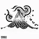 volcano with waves tattoo design idea
