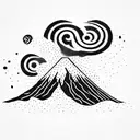 volcano with waves tattoo design idea