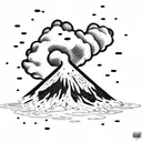 volcano explosion with clouds tattoo design idea
