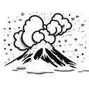 volcano explosion with clouds tattoo design idea