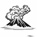 volcano explosion with clouds tattoo design idea