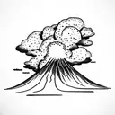 volcano explosion with clouds tattoo design idea