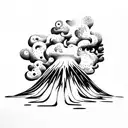 volcano explosion with clouds tattoo design idea