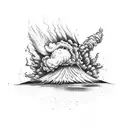 volcano explosion with clouds tattoo design idea