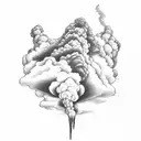 volcano and clouds tattoo design idea