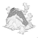 volcano and clouds tattoo design idea