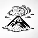 volcano with clouds tattoo design idea
