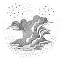 volcano waves clouds tattoo design idea