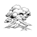 volcano waves clouds tattoo design idea