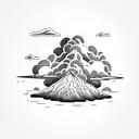 volcano and clouds tattoo design idea