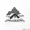 volcano and clouds tattoo design idea